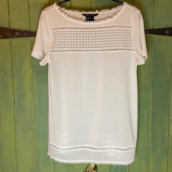 A/X Armani Exchange White Short Sleeve Top with Dot Details - Picture 1 of 9